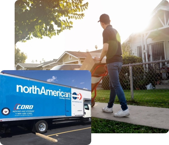 Long distance moving truck on highway